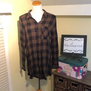 Dynamite Navy & Brown Tunicy Buttondown